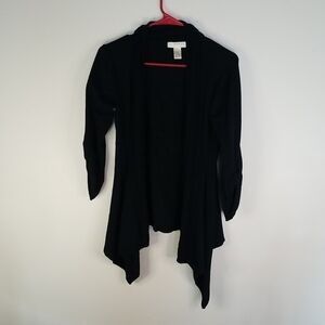 Kenar Black Long Sleeve Open Front Waterfall Sweater Medium